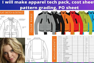 factory ready fashion tech pack, fashion design tech pack, clothing tech pack