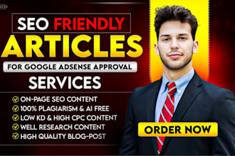 write 30 unique SEO friendly articles for quick google adsense approval