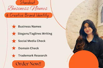 create catchy business name, slogan, and brand identity for you