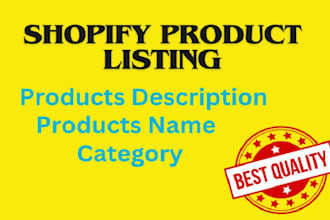 do shopify product listing and shopify data entry