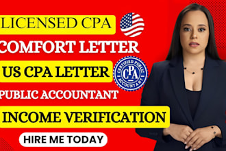 provide US CPA comfort letter income verification mortgage self employment