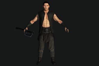create hyper realistic game character, ue5, stylized 3d model, rig3d, retopology