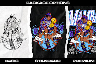 draw sport and artist illustrations in my style for tshirt clothing brand