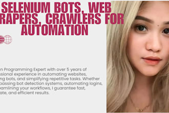create selenium bots, web scrapers, crawlers for automation