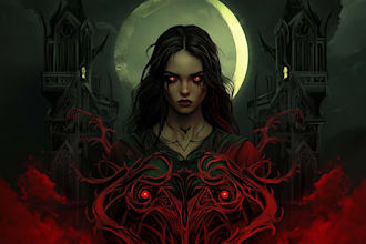 draw detailed dark art illustration metal album cover