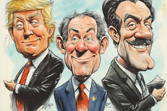 draw political character logo and friendship portrait