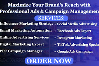 be your social media advertising manager, google ads, and influencer marketing
