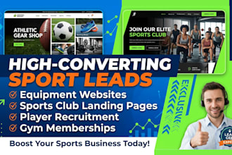 generate exclusive sport leads sport equipment website sport club landing page