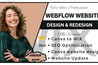 develop webflow website, redesign webflow, canva website design, canva to wix