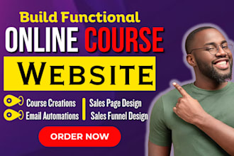 build online course website, sales page, podia gohighlevel, thinkific website