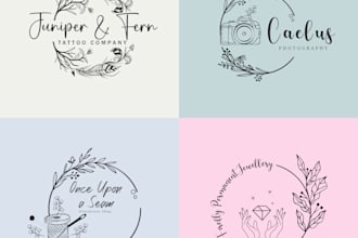 design hand drawn feminine, botanical and mystical logo