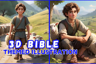 draw bible story bible theme illustration children story illustration book cover