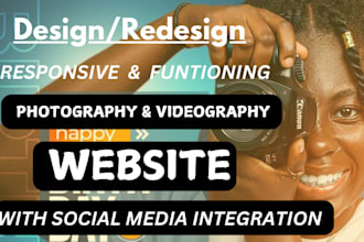 be your videography and  photography website design with online booking