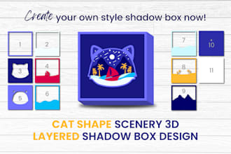 design shadow box, layered 3d box, and papercut designs