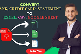 convert credit card, bank statements to excel, CSV, google sheets