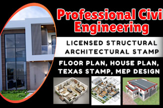 do city permit architectural and civil structural engineer, pe stamp, tx, fl, ca