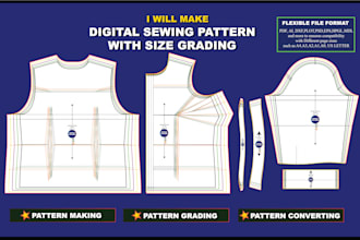 create digital sewing patterns, grading for any garments in PDF and dxf
