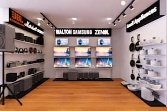 design high end showroom interiors with 3d visualization