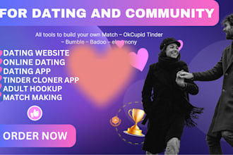 build dating website, online dating app clone tinder app, escort adult hookup,