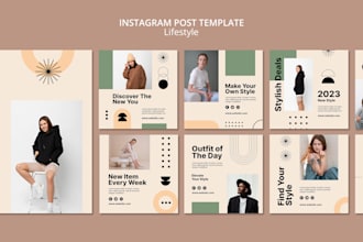 create a professional instagram branding kit post and story templates