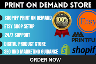 create shopify pod etsy digital product print on demand shopify store