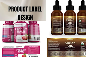 design product label, packaging label design and supplement label design mockup