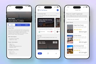 develop ai trip planner app, city tour, travel booking app, hotel booking app