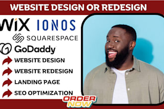 design, redesign your website using wix, godaddy, squarespace, wix studio, ionos