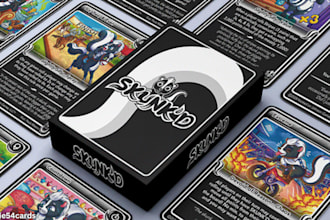 design card game, board game, playing cards with full card mockup and rulebook