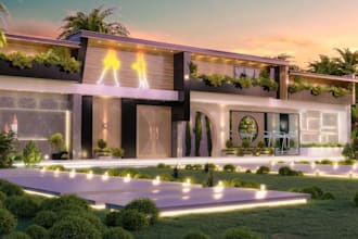 buildup luxury villa exterior, interior design, ue5 8k rendering, cgi elevation