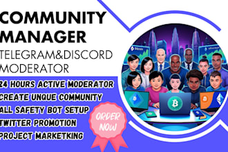 telegram community manager discord moderator tiktok social media 18 chatters