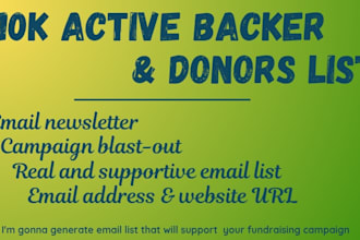 generate real, active backers or donors list for your crowdfunding campaigns