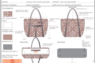 make tech packs and designs for bags