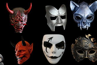 sculpt 3d cosplay oni mask vintage mask 3d helmet 3d armor for 3d printing