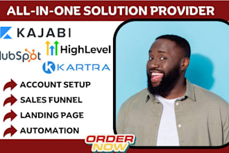 do gohighlevel account setup husbpot crm automation kartra kajabi course website
