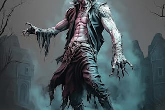draw realistic fantasy horror character illustration
