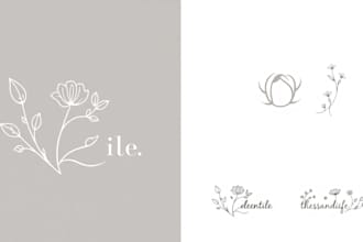 design minimalist line art feminine botanical boho hand drawn logo