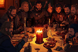 create a dnd character or dnd party art for you