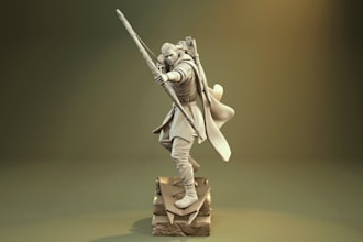 design 3d dnd warrior,hero wargame action figures for tabletop,rpg creature, stl