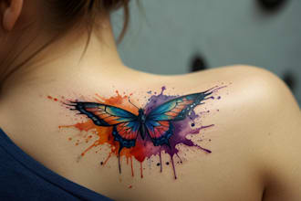 create a watercolor tattoo design
