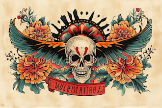 create any design in traditional tattoo or old school style