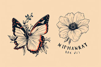 create minimalist line art tattoo with my style