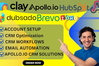 do clay com, apollo io hubspot, zoho CRM workflow with dubsado and webhook