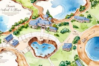 design watercolor wedding map