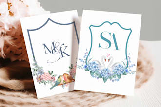 design watercolor wedding logo, wedding monogram, initials