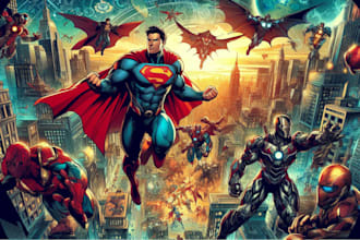 create concept art superhero character design for comics
