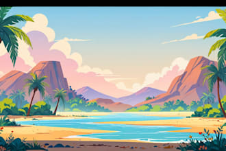 draw a flat vector landscape illustration