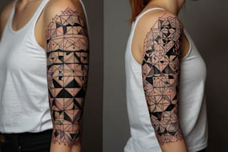 create sleeve tattoo design in geometric style