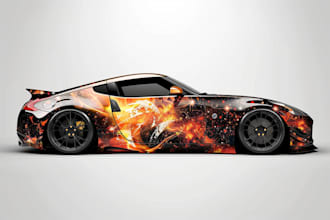 do a car wrap design and vehicle wrap design art for you