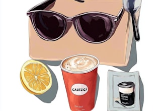 draw simple line art illustration of your image, product